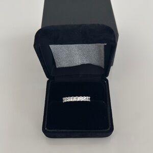 Moissanite and Stearling Silver Band Ring Size 7